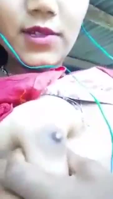 Beautiful teen plays with her firm boobs while on a video call with lover